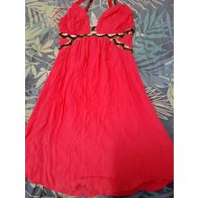 seduce brand womens dress orangy red size 12 beaded crossover straps