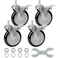 Finnhomy Swivel Caster Wheels 5 Inch Threaded Stem Casters Set of 4 Heavy Duty 1
