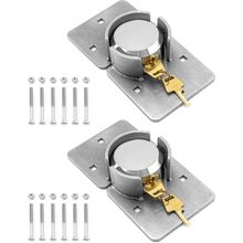 QWORK Heavy Duty Puck Lock and Hasp, 2 Pack High Security Steel Hidden Shackle K