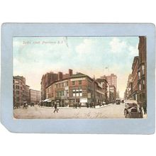 Rhode Island Providence Turk's Head Street Scene Intersection w/Old Cars H~905