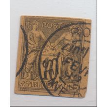 France Stamp, Cut Square, Like Scott #91, Used, 1892 Cancel