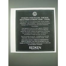 1989 Redken Vivagen Hair Enrichment Ad - fuller, thicker