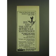 1974 William Morrow Book Ad - Zen and the Art of Motorcycle Maintenance