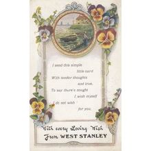 Greetings From West Stanley County Durham Boats Antique Postcard