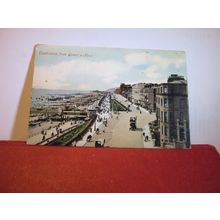 FROM THE QUEEN'S HOTEL,, EASTBOURNE, used antique postcard Valentine 1906 pm =