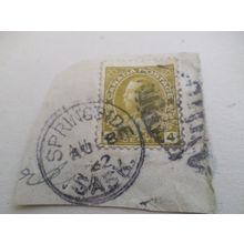 Canada - 4 cent stamp - Postmarked - Springside - Sask.