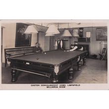 Billiard Game Caxton Convalescent Home Limpsfield Surrrey WW2 RPC postcard