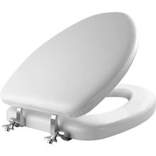 Mayfair Padded Toilet Seat with Chrome Hinges, Soft Vinyl over Wood Core Seat, M