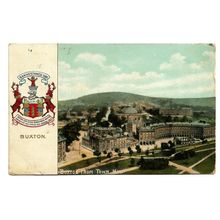 Postcard UK England Derbyshire Buxton from Town Hall coat of arms posted 1908