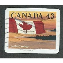 CAN 1989 43c (S/A) 'CANADIAN FLAG OVER LAKE'(IMPERFED) FINE USED (EBID41-633)