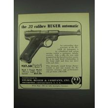 1952 Ruger Standard Pistol Ad - .22 Automatic