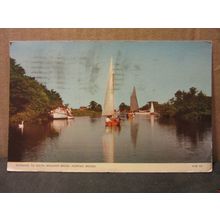 SOUTH WALSHAM BROAD, NORFOLK BROADS used postcard by Jarrold 1959 pm #