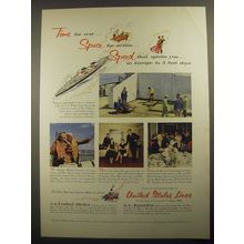 1956 United States Lines Cruise Ad - Time for rest.. space for action