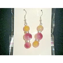 Exceptional mix of yellow & purple glass short noticeable earrings
