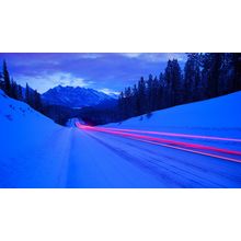 Light Trails, Jasper National Park, Alberta, Canada Art Gallery Poster Canvas Pr