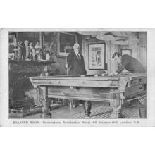 Snooker Billiards Match at Beverstone Hotel Brixton Hill London Antique Postcard