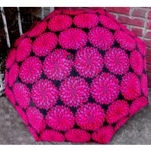 Compact Umbrella - Auto Open & Close[ 13" Black Flower Bloom ]