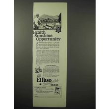 1925 El Paso Texas Tourism Ad - Health Sunshine