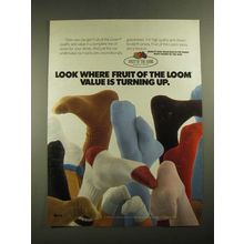 1987 Fruit of the Loom Socks Ad - Value is Turning Up