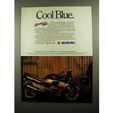 1989 Suzuki Katana 750 Motorcycle Ad - Cool Blue