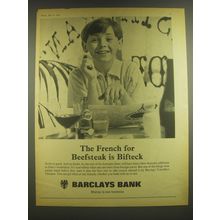 1965 Barclays Bank Ad - The French for Beefsteak is Bifteck