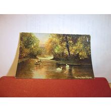 THE NEW RIVER, ENFIELD, LONDON unused antique postcard by Hildesheimer =