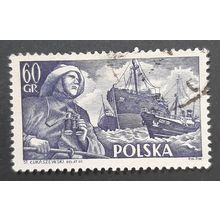 Poland: 1956 - 60Gr Fisherman with Ships - Used Stamp