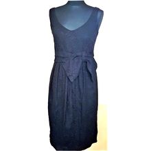 GRAZIA Black Bow Embroidered Linen Mix Dress Size 10 UK