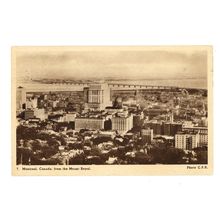 View from the Mount Royal Montreal Quebec Canada Sepia Postcard 1940