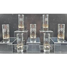 7 Baileys Gold Confetti Dot Double Shot Glass Set Irish Cream Liquor Barware Lot