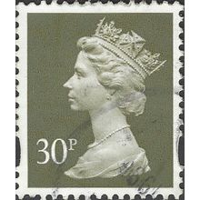 GB, Queen Elizabeth II Machin Elliptical, sage green 1993, 30p, #2