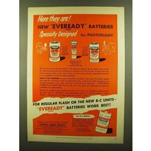 1953 Eveready Photoflash Batteries Ad - Here They Are