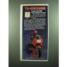 1989 Yuasa YuMicron CX Battery Ad - Crank It Up