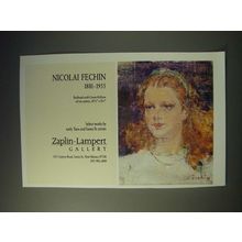 1989 Zaplin-Lampert Gallery Ad - Redhead with Green Ribbon by Nicolai Fechin