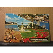 multiview, TORQUAY, DEVON used postcard by Constance 1985 pm =