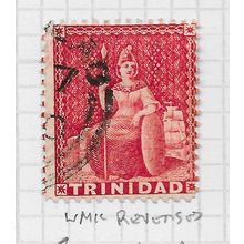 TRINIDAD 1863 RED 1d NVI SG69x USED SON DATED & TOBAGO WMK REVERSED