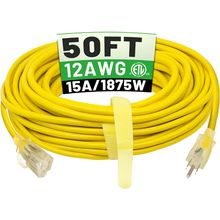 50 Ft 12/3 Outdoor Extension Cord Waterproof Heavy Duty with Lighted Indicator E
