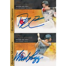 DUSTIN PEDROIA & WADE BOGGS AUTO 2012 BOSTON RED SOX HOF WORLD CHAMPION PLAYERS