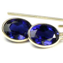 Created Blue Sapphire, 14KY Gold Threader Earrings, E005