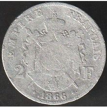 1866 A France 2 Francs Silver Coin