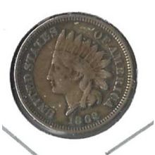 1862 US Indian Head Cent F