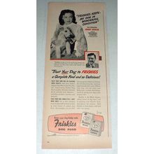 1948 Friskies Dog Food Ad w/ Joan Leslie & Fox Terrier