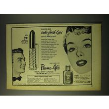 1955 Flame-Glo Triple-Stay Lipstick and Liquid Rouge Ad