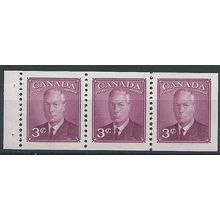 Canada 1950 SG423a 3c Purple Booklet Pane of 3 Mounted Mint . ..