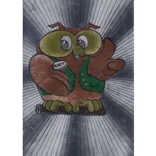 Percy The Owl at Paultons Park Hampshire Metallic Postcard