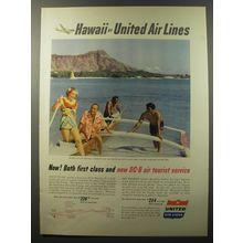 1953 United Air Lines Ad - Now! Both first class and new DC-6 air tourist