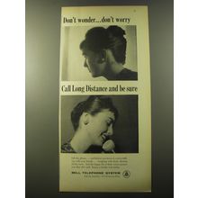 1960 Bell Telephone System Ad - Don't wonder.. Don't worry Call Long Distance