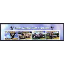 Mozambique WWF Savannah Elephant Birds Ibises Top Imperf strip of 4v 2002