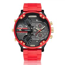 CAGARNY 6830 Quartz Dual Movement Rubberized Steel Band Watch For Men, CAGARNY 6