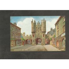 Postcard Yorkshire York Micklegate Bar Valentine Art Colour 1944